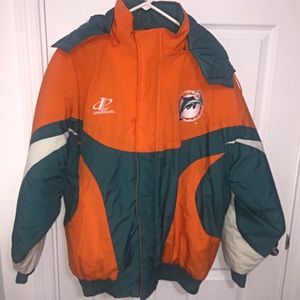 Vintage 90s Throwback Miami Dolphins Hooded Jacket